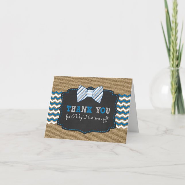 Rustic Bowtie baby shower merci avec poème (Devant)