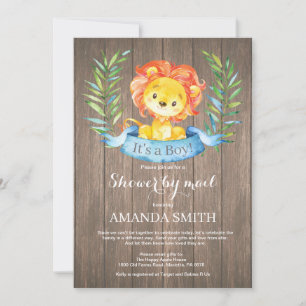 Rustic Boy Lion Baby Showroom von Mail Einladung