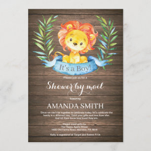 Rustic Boy Lion Baby Showroom von Mail Einladung