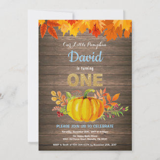 Rustic Boy Pumpkin Fall Erstgeburt Gold Einladung