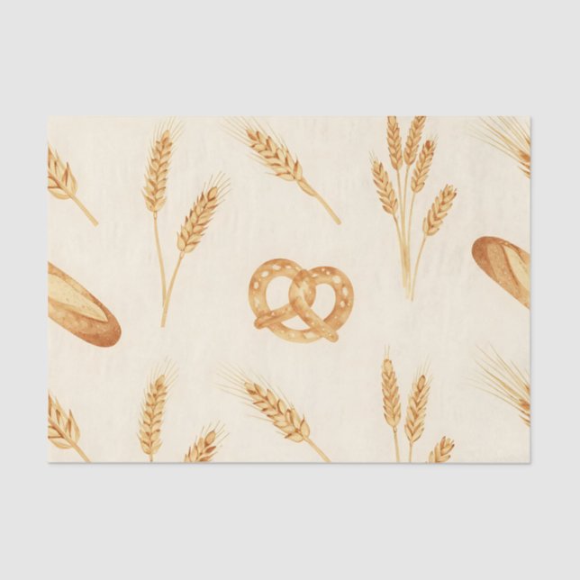 Rustic Bread & Wheat Seamless Pattern Seidenpapier (Vorderseite)