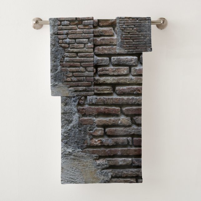 Rustic Brick Stone Wall Napoli 1 Badhandtuch Set (Insitu)