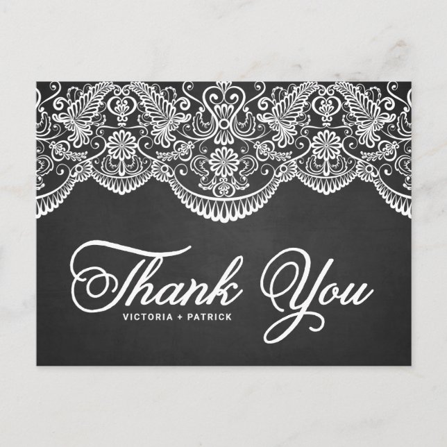 Rustic Brocade Lace Wedding Danke Postcard Postkarte (Vorderseite)