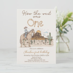 Rustic Brown Cowboy Wie West war ein 1. Geburtstag Einladung