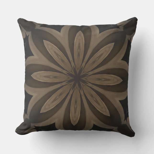 Rustic Brown Flower Kaleidoscope Design Kissen Für Draußen (Vorderseite)