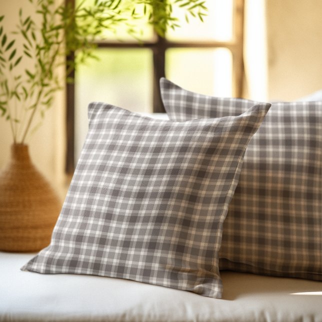 Rustic Brown Gingham Plaid farmhouse pattern Kissen (Von Creator hochgeladen)