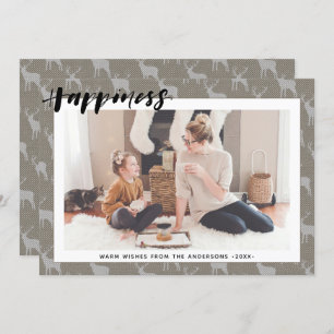 Rustic Brown Gray Burlap Einfache Skriptglücklichk Feiertagskarte