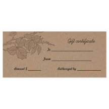 Rustic Brown Kraft Paper Blätter Geschenkgutschein
