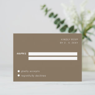 Rustic Brown Minimalistisch Script Calligraphy Wed RSVP Karte
