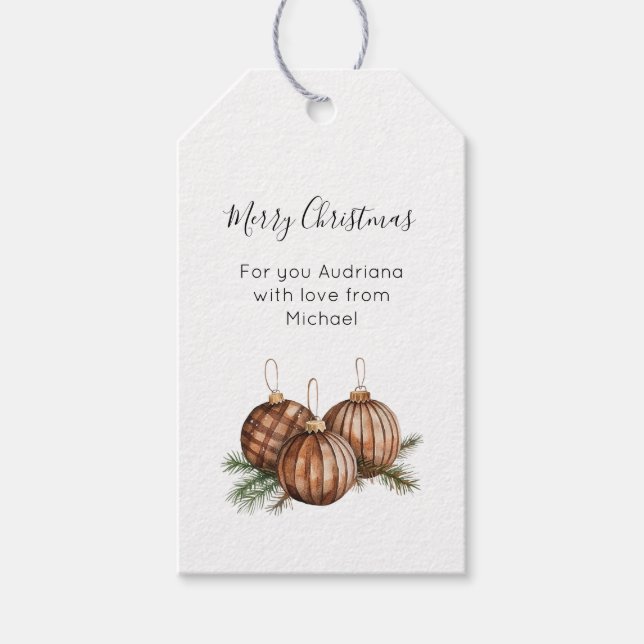 Rustic Brown Ornaments Christmas  Geschenkanhänger (Vorderseite)