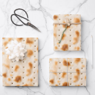 Rustic Brown Realistic Matzah Texture Graphic Geschenkpapier Set