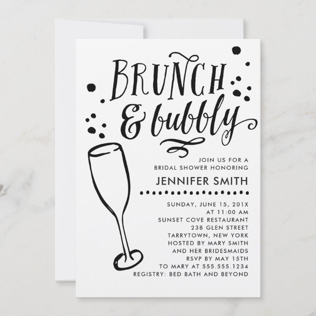 Rustic Brunch et Bubbly Invitation de douche nupti (Devant)
