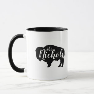 Rustic Buffalo Family Monogram Tasse