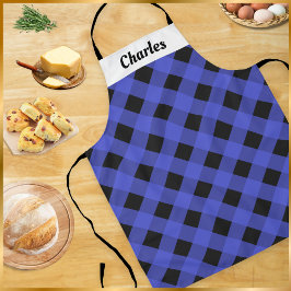 Rustic Buffalo Karo Blue Christmas Kitchen Schürze