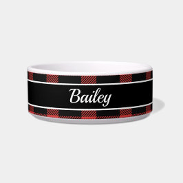 Rustic Buffalo Red Black Kariert Dog Name Napf