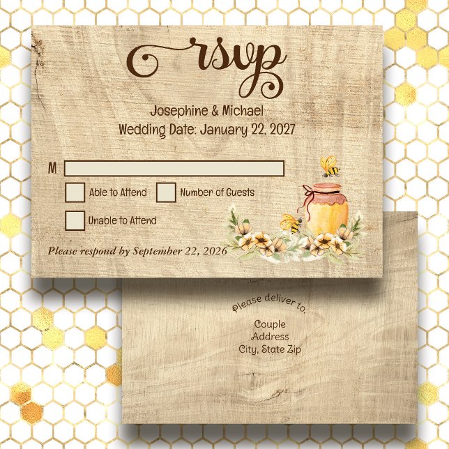 Rustic Bumble Beod Country Wedding RSVP Card Dankeskarte (Von Creator hochgeladen)