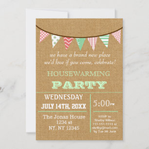 Rustic Buralp Bunting Invitations de la fête du ré