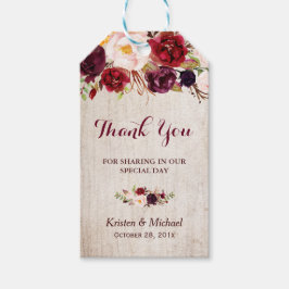 Rustic Burgund Floral Gastgeschenk Hochzeit Vielen Geschenkanhänger