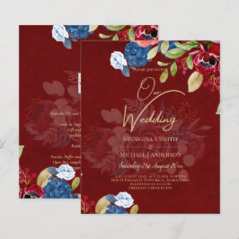 Rustic Burgundy Blue Floral Wedding