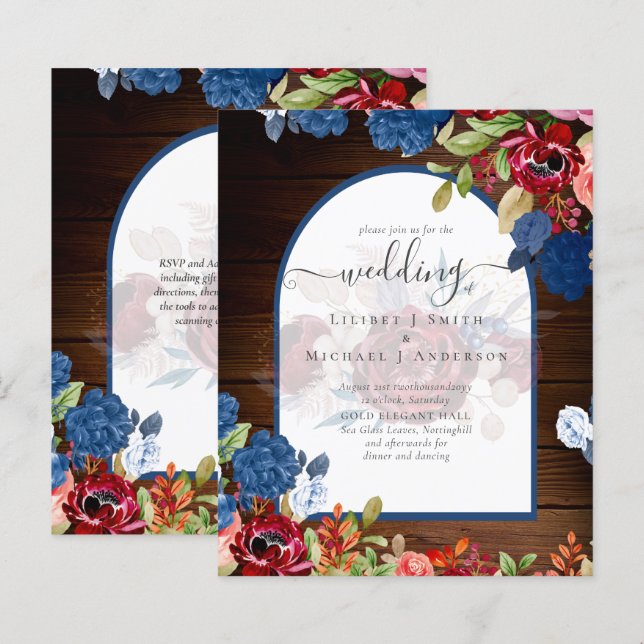 Rustic Burgundy Blue Floral Wedding (Vorne/Hinten)