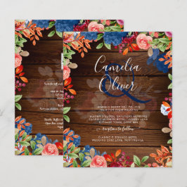 Rustic Burgundy Blue Floral Wedding