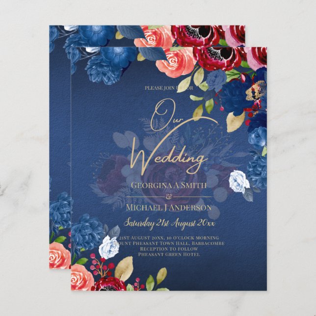 Rustic Burgundy Blue Floral Wedding (Vorne/Hinten)