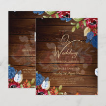 Rustic Burgundy Blue Floral Wedding