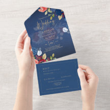 Rustic Burgundy Blue Floral Wedding