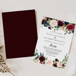 Rustic Burgundy Calligraphy Spanish Wedding Einladung