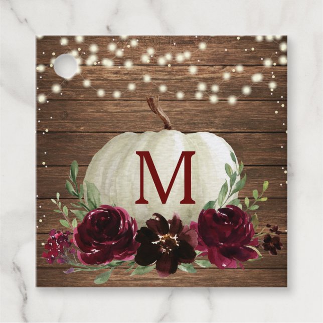 Rustic Burgundy Fall Pumpkin Danke für Tag Geschenkanhänger (Vorderseite)