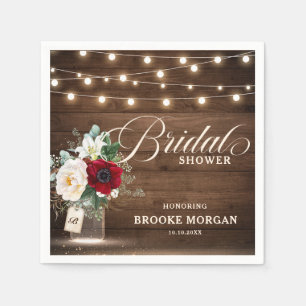 Rustic Burgundy Floral Mason Jar Brautparty Serviette