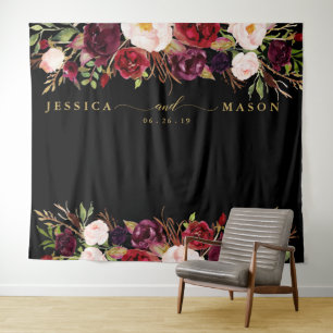 Rustic Burgundy Marsala Gold Background Foto Stand Wandteppich