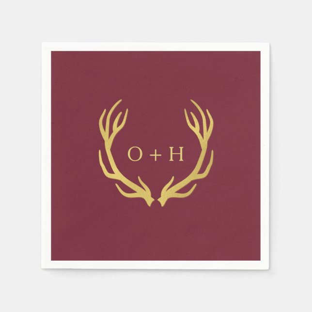 Rustic Burgundy Marsala Wedding Paper Napkin Serviette (Vorderseite)