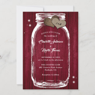Rustic Burgundy Mason Jar Wedding Einladungen