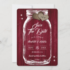 Rustic Burgundy Mason Jar Wood Hochzeit im Herbst Save The Date