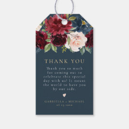 Rustic Burgundy & Navy Blue Floral Vielen Dank Geschenkanhänger