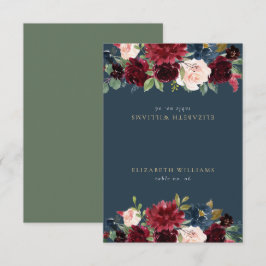 Rustic Burgundy & Navy Blue Guest Name Platzkarte