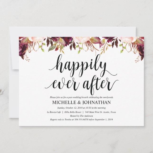 Rustic Burgundy Post Wedding Einladungskarte (Vorderseite)