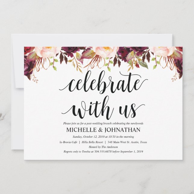 Rustic Burgundy Post Wedding Einladungskarten (Vorderseite)