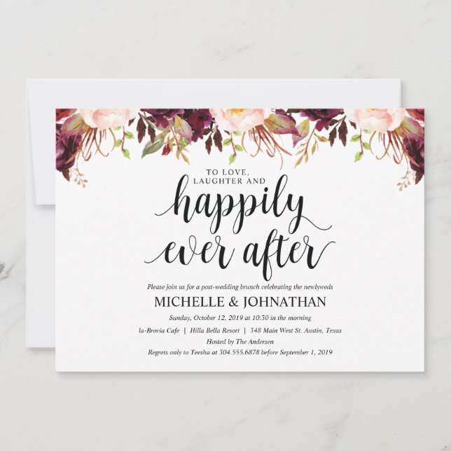 Rustic Burgundy Post Wedding Einladungskarten (Vorderseite)