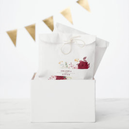 Rustic Burgundy Red Rose Floral Wedding Geschenktütchen