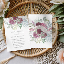 Rustic Burgundy Rose Watercolor Wedding 