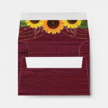 Rustic Burgundy Sunflower RSVP Card Rücksendeadres