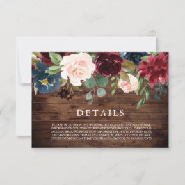 Rustic Burgundy Wedding Details Enclosure Card RSVP Karte
