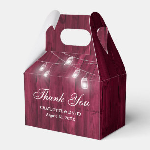 Rustic Burgundy Wood Mason Jars Wedding Vielen Dan Geschenkschachtel
