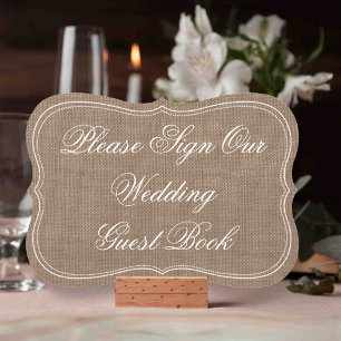 Rustic Burlap "Bitte unterzeichnen Sie unser Gäste
