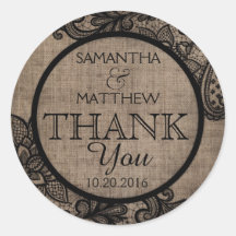 Rustic Burlap Black Lace Danke Label