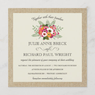 Rustic Burlap Elegant Hochzeitseinladungen Einladung