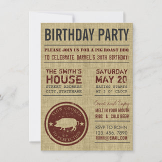 Rustic Burlap GRILLEN Geburtstagsparty Einladungen