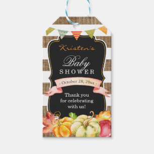 Rustic Burlap Herbst Babydusche Danke Geschenkanhänger